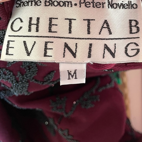 Vintage Chetta B. Evening Maroon Beaded Top, Mandarin Collar, Size Medium - Picture 3 of 9